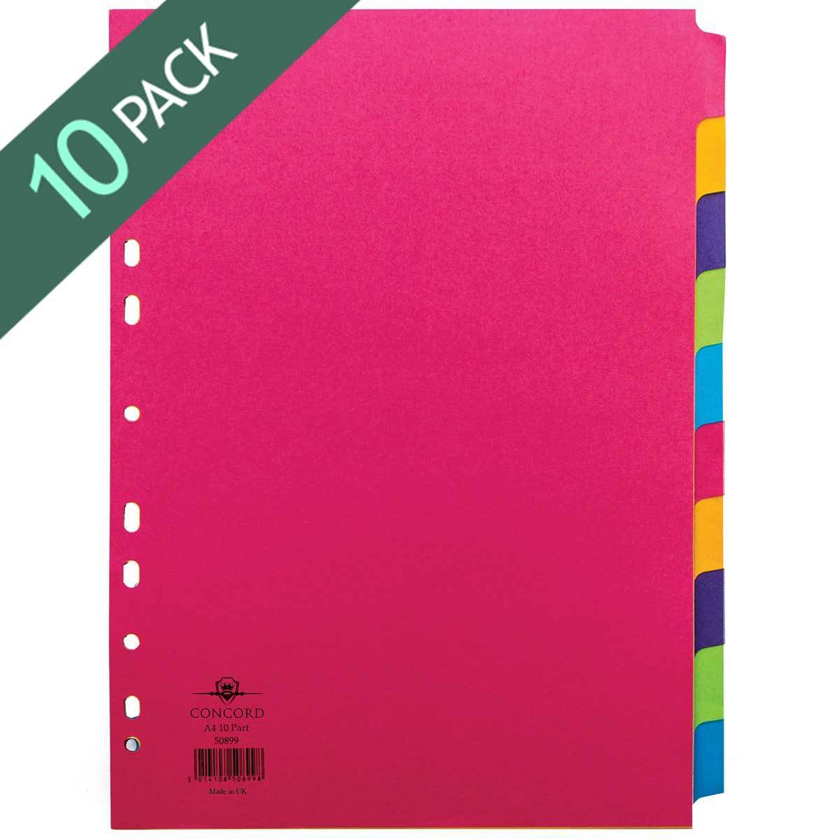 A4 Subject Dividers Pack Of 10 