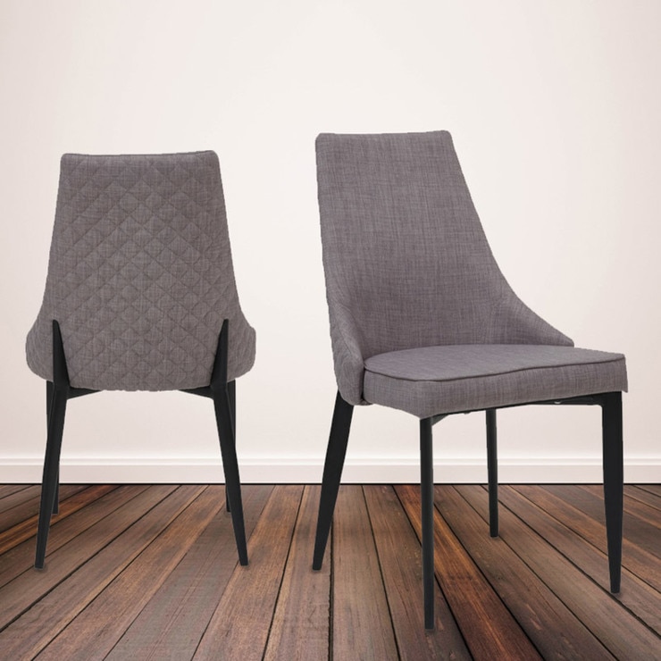 Parq Quilted Back Grey Fabric Dining Chairs 4 Pack Costco Uk Parq Quilted Back Grey Fabric Dining Chairs 4 Pack