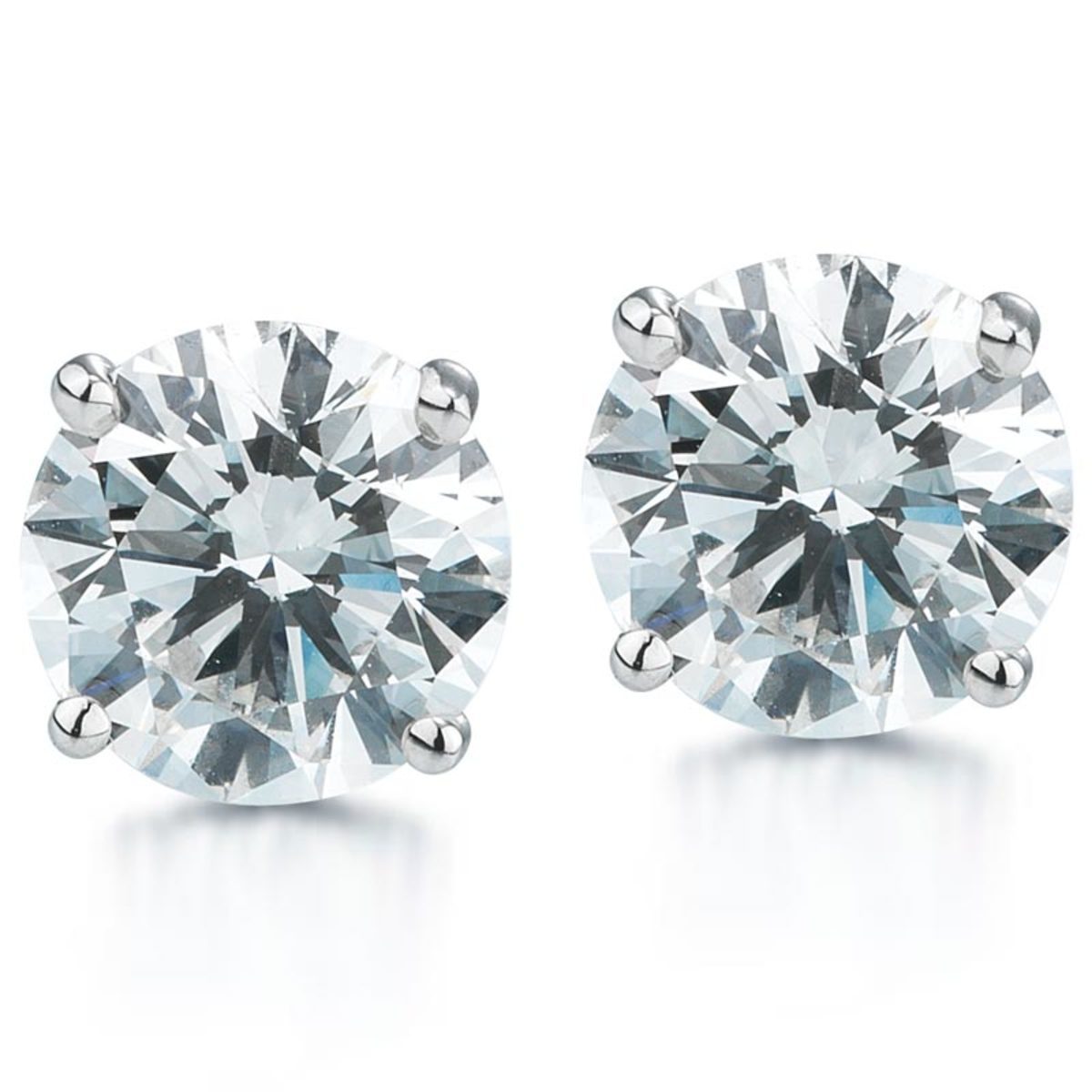 0.70ctw Round Brilliant Cut Diamond Stud Earrings, 18ct White Gold