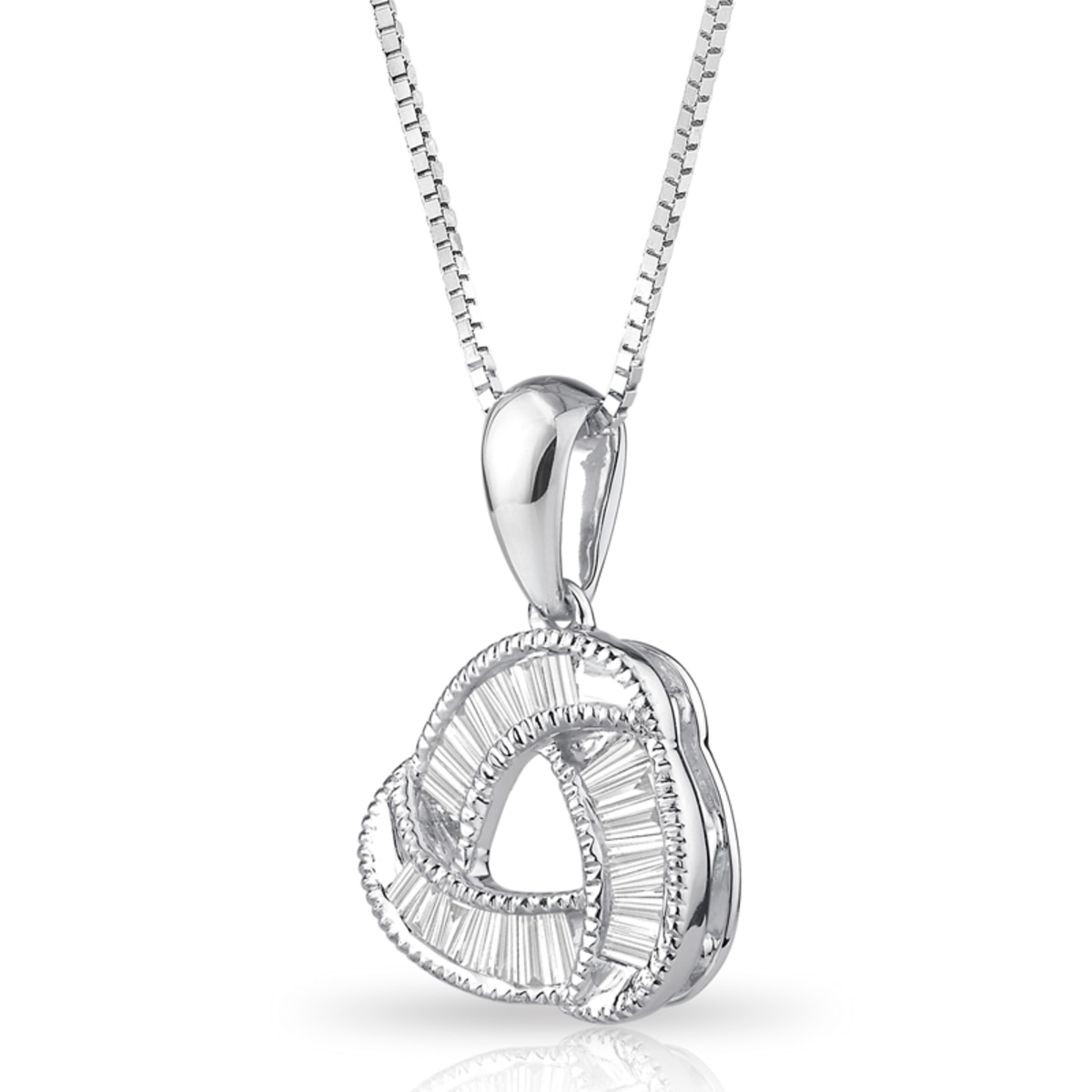 0.25ctw Baguette Diamond Knot Pendant, 18ct White Gold