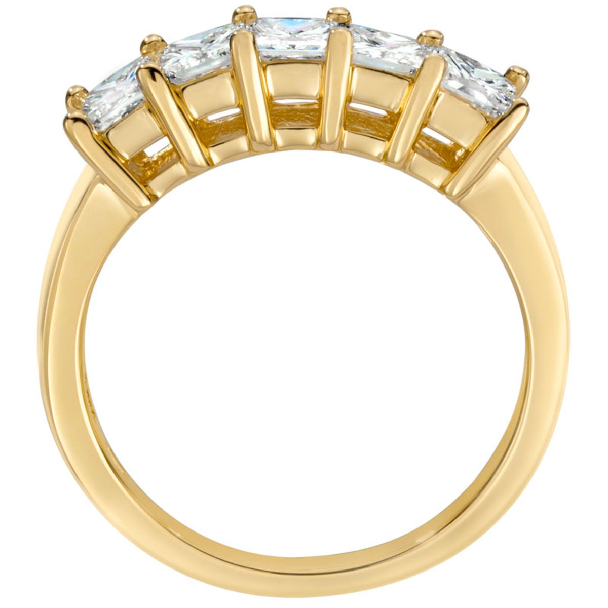 1.25ctw Princess Cut 5 Stone Diamond Ring, 18ct Yellow Gold