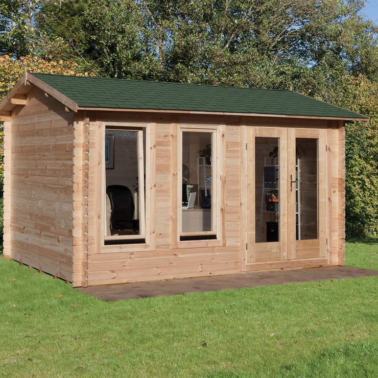    Installed Forest Garden Chiltern 34mm Log Cabin 13ft 1" x 