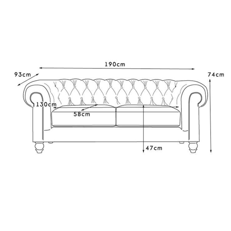 Chesterfield 3 Seater Fabric Sofa, Natural Costco UK