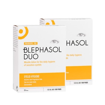 Blephasol Duo Eyelid Hygiene Solution, 2 x 100ml & 100 Pads (4 Months Supply)