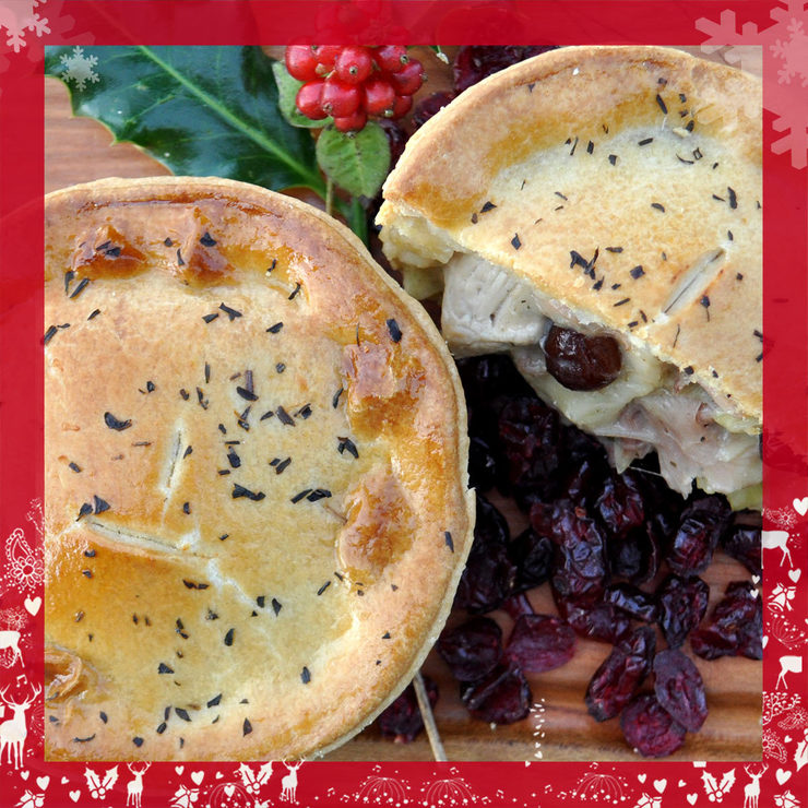 Tom's Pies Turkey, Smoked Ham Hock & Cranberry Christmas Pies, 12 x