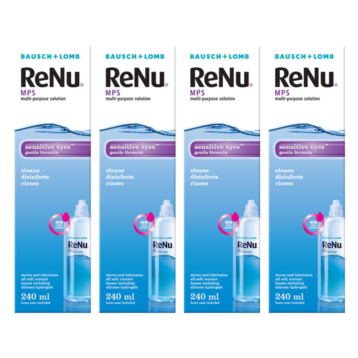 Bausch & Lomb ReNu Multi-Purpose Contact Lens Solution, 4 x 240ml (4 Months Supply)