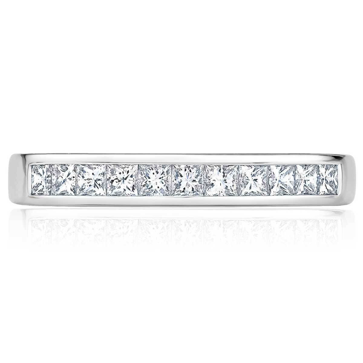 0.50ctw Princess Cut Diamond Half Eternity Ring, 18 ct White Gold