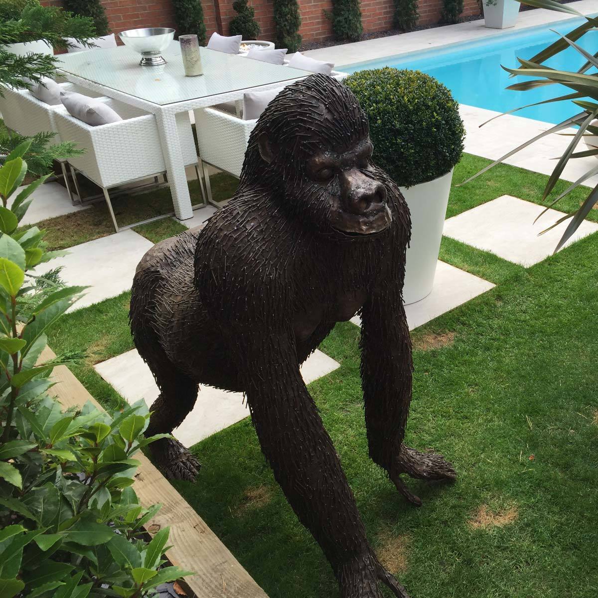 Pangea 4ft (121.9cm) Gorilla Ornamental Metal Structure - Life Size