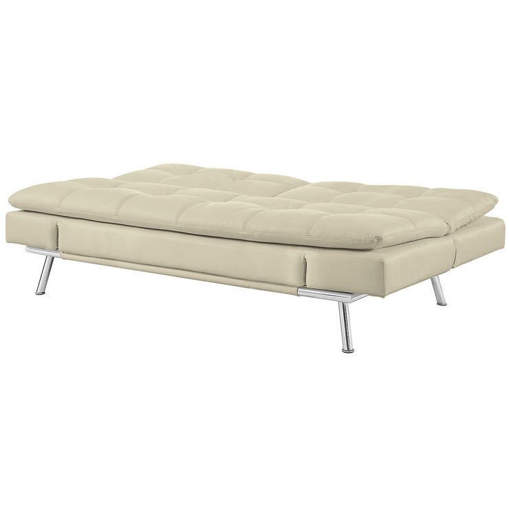 Ravenna Cream Bonded Leather Euro Lounger Convertible Sofa Bed | Costco UK