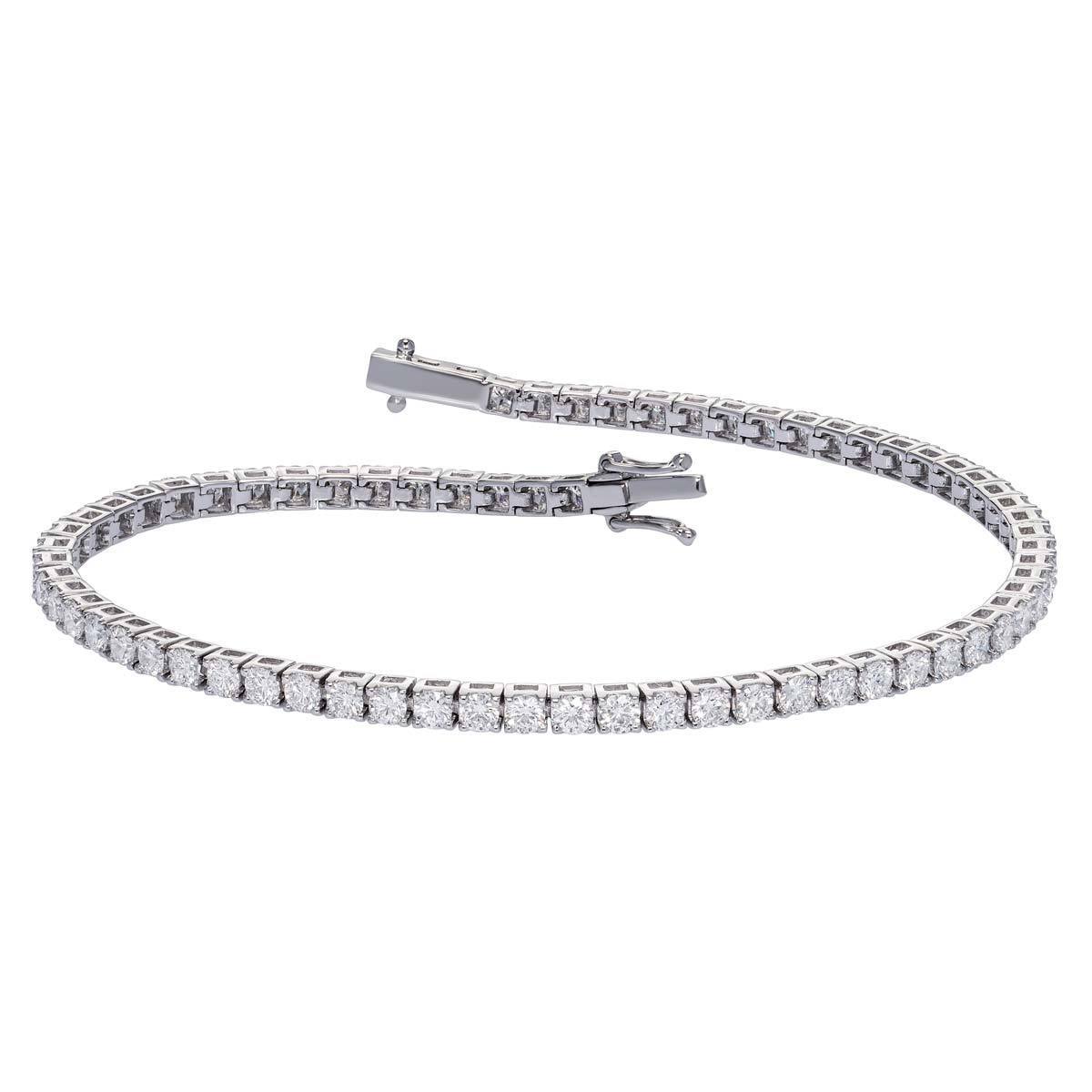 2.87ctw Round Brilliant Cut Diamond Tennis Bracelet, 18ct White Gold