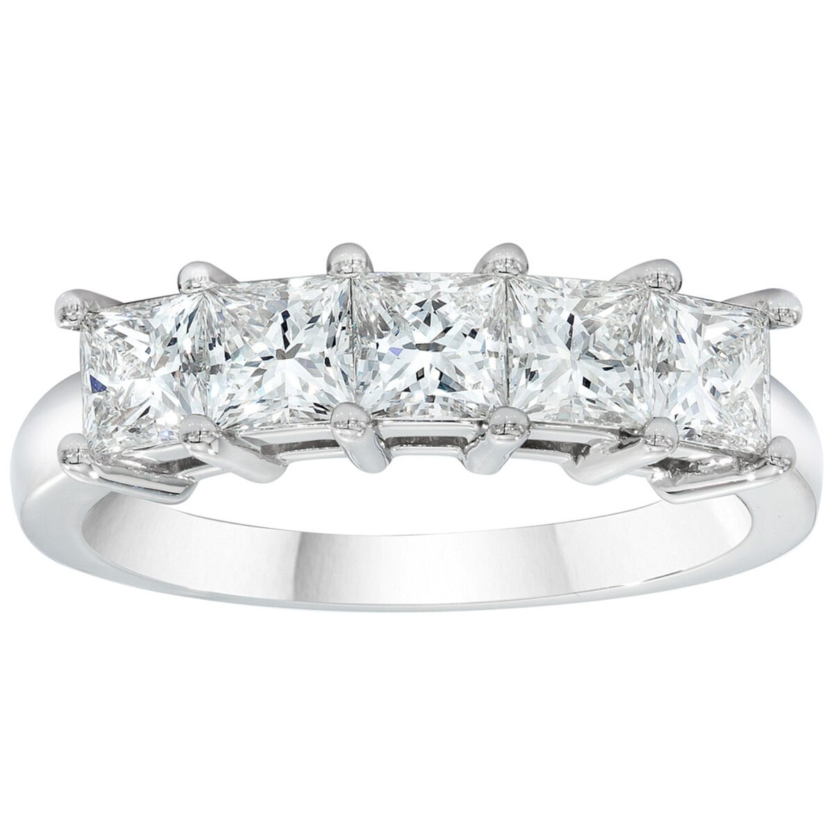 1.00ctw Princess Cut 5 Stone Diamond Ring, Platinum