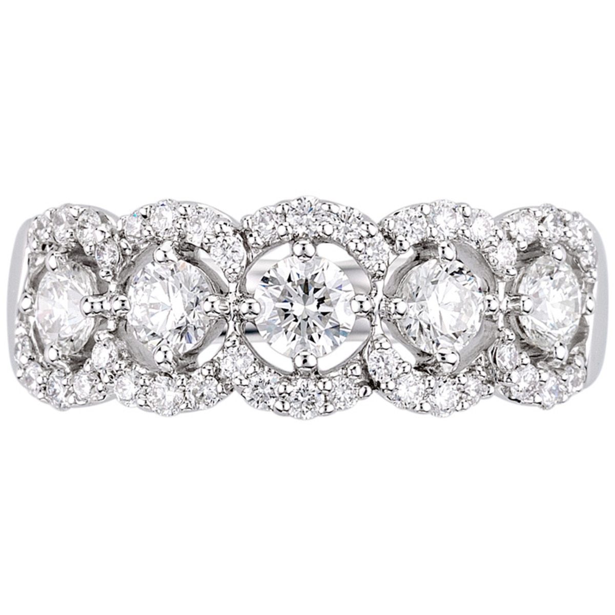 0.96ctw Round Brilliant Cut Diamond Band Ring, 18ct White Gold Costco UK