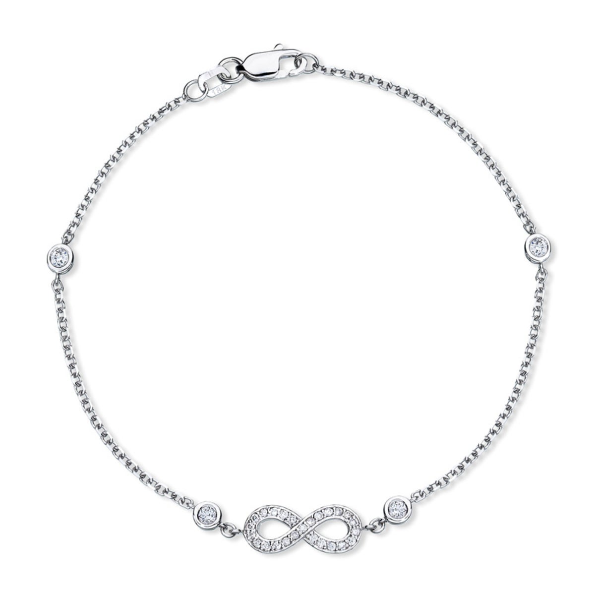 0.23ctw Round Brilliant Cut Diamond Infinity Bracelet, 18ct White Gold