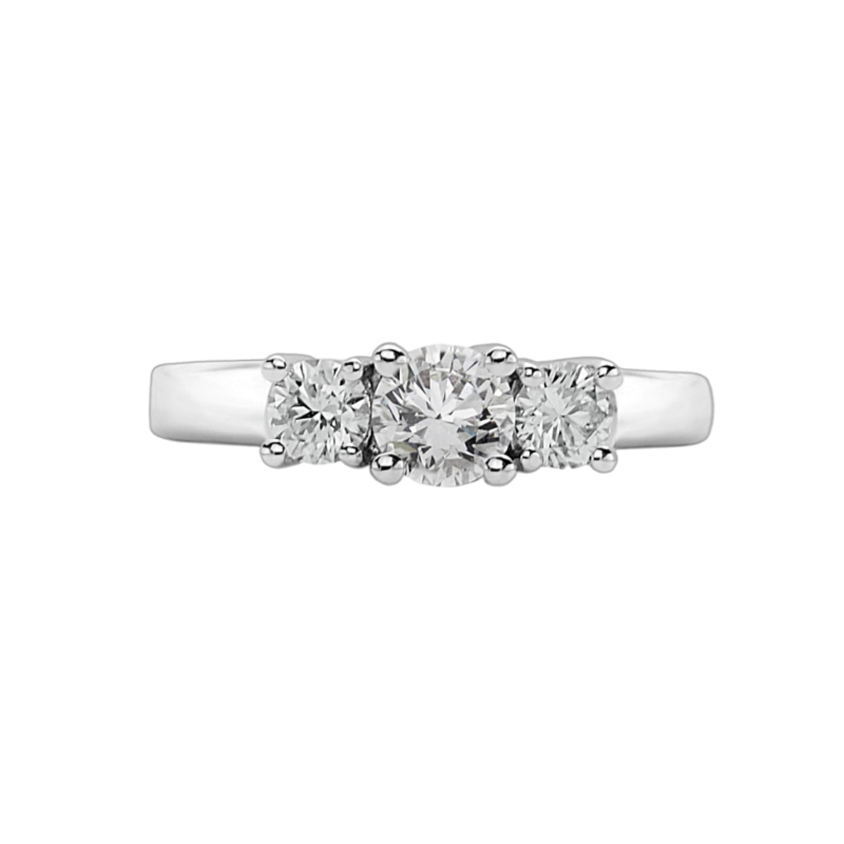 1.00ctw Round Brilliant Cut Diamond 3 Stone Ring, 18ct White Gold