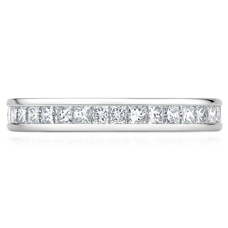 1.00ctw Princess Cut Channel Set Diamond Eternity Ring, 18ct White Gold