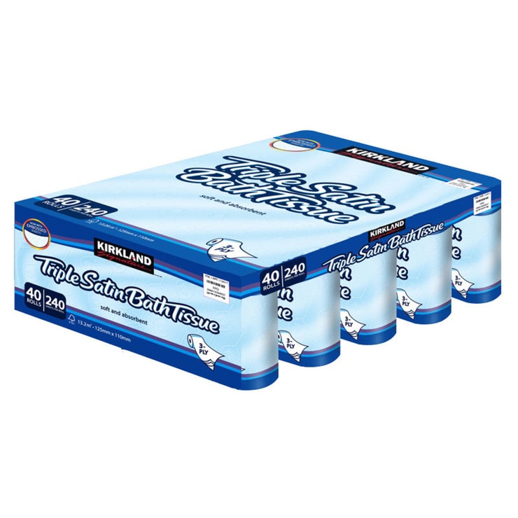 Kirkland Signature Triple Satin Toilet Tissue, 40 Rolls Costco UK