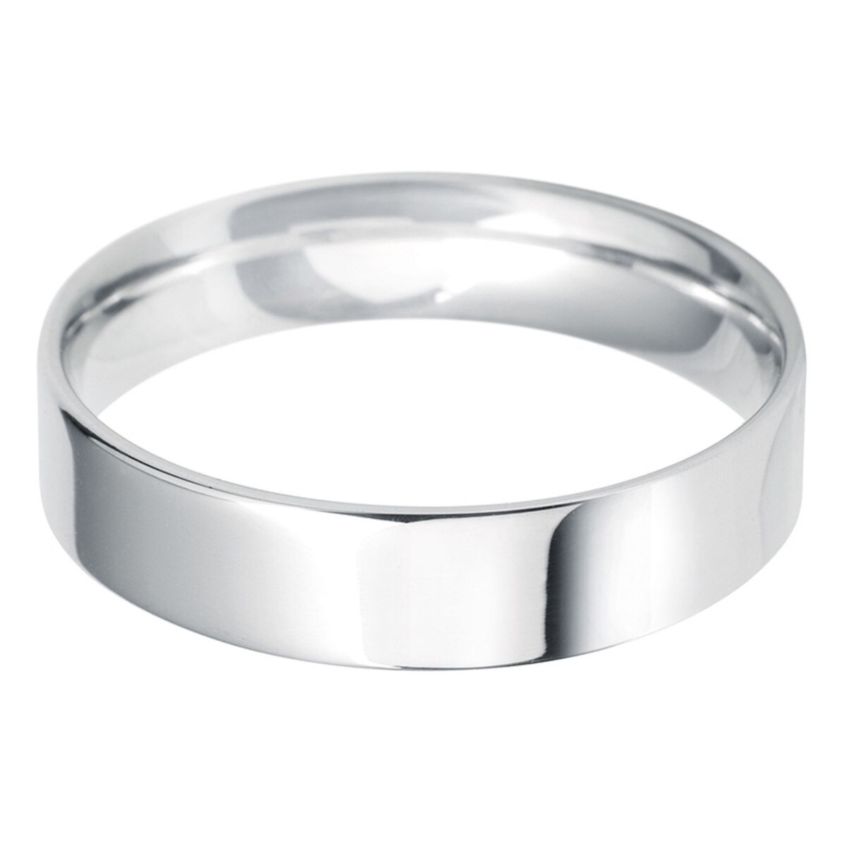 Gents 5mm Flat Court Wedding Band in Platinum, Size S Costco UK