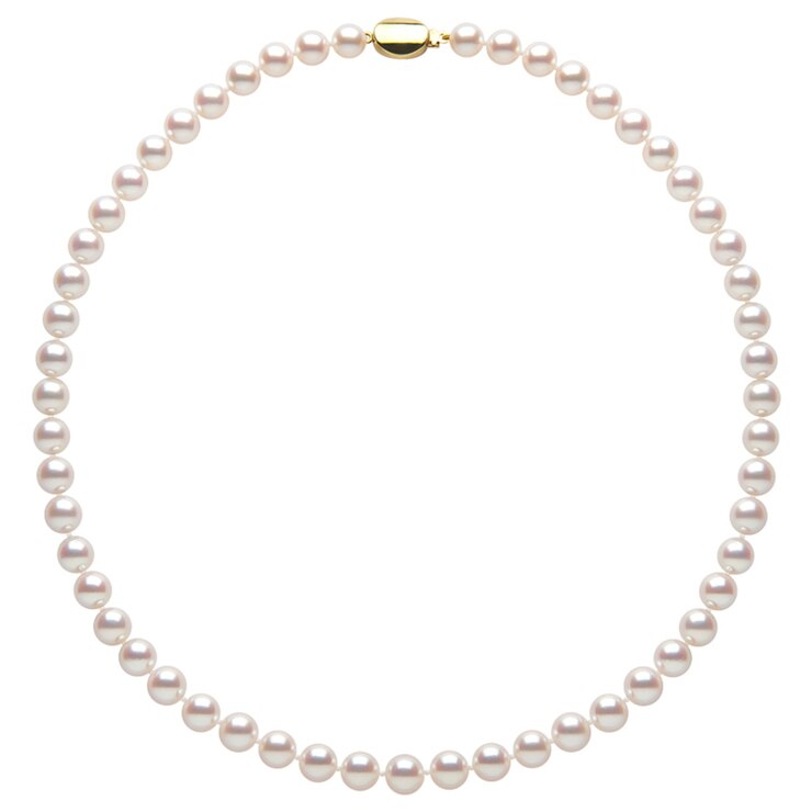 7.58mm Akoya Pearl Necklace in 18ct Yellow Gold Costco UK