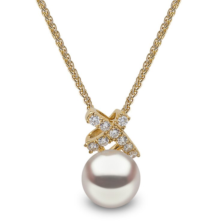 99.5mm White Cultured Freshwater Pearl and 0.16ctw Diamond Pendant