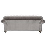 Bordeaux Button Back Grey Velvet 3 Seater Sofa