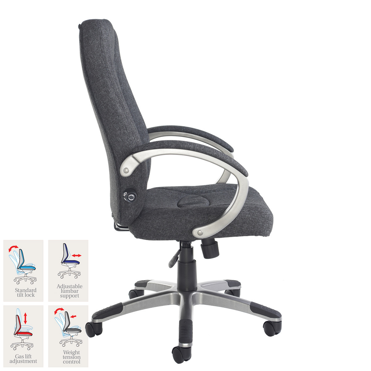 Lucca High Back Managers Chair in Charcoal