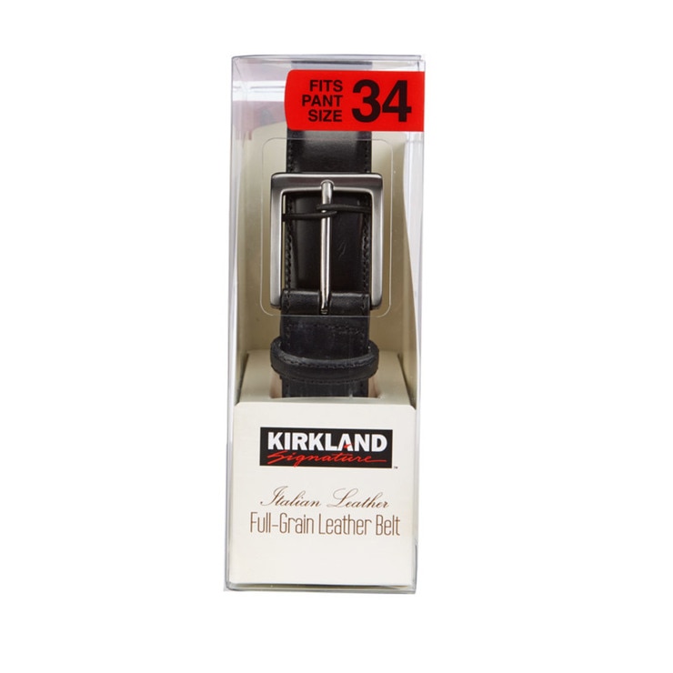 Kirkland Signature Mens Leather Belt in Black Waist 30 Costco UK