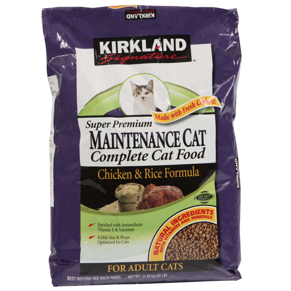Kirkland Signature Super Premium Adult Complete Cat Food, Chicken & Rice Formula, 11.34kg