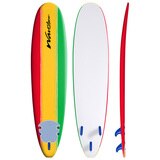 Wavestorm 8ft Classic Surfboard in Yellow, Red and Green Stripe