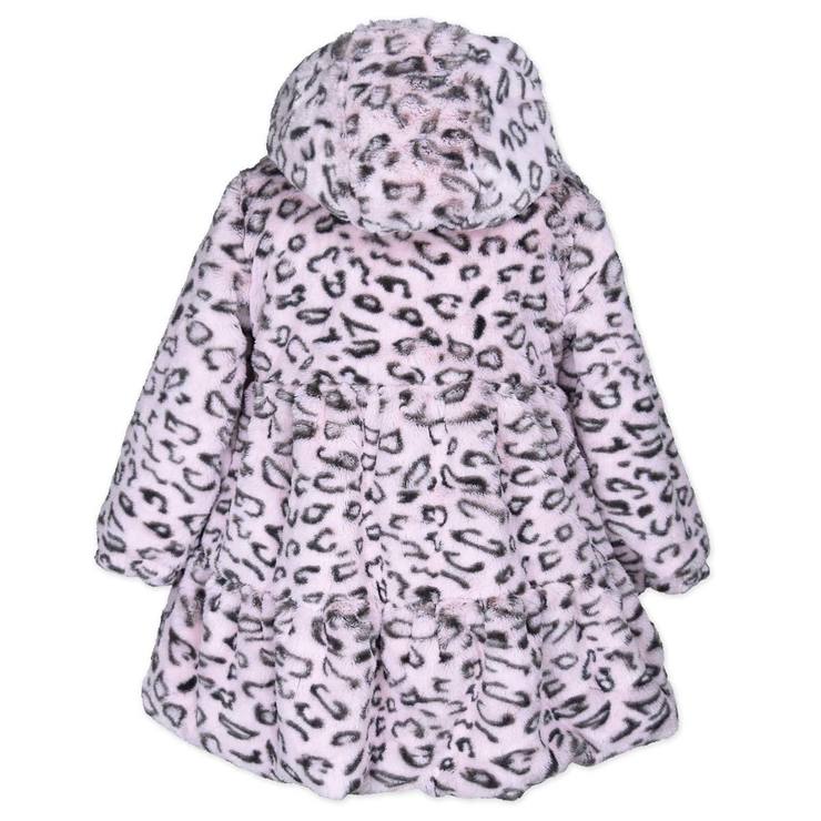 A Dee - Girls White Faux Fur Hooded Coat