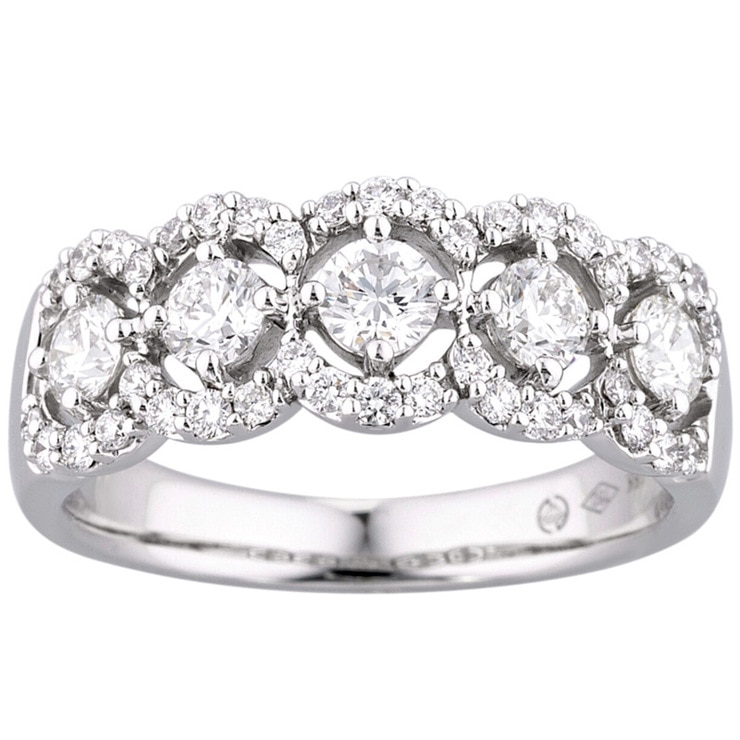 0.96ctw Round Brilliant Cut Diamond Band Ring, 18ct White Gold Costco UK