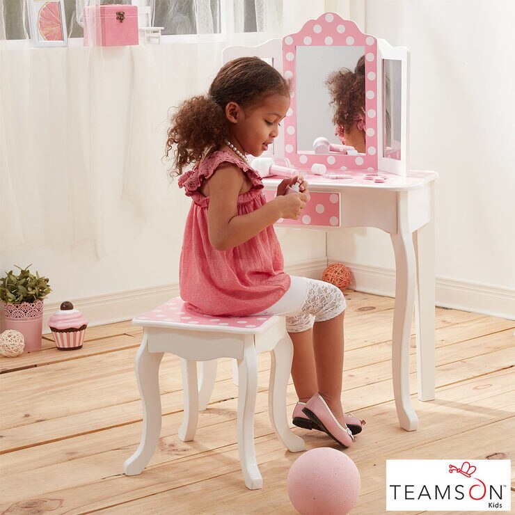 Teamson Kids Fashion Prints Vanity Table And Stool 3 Years