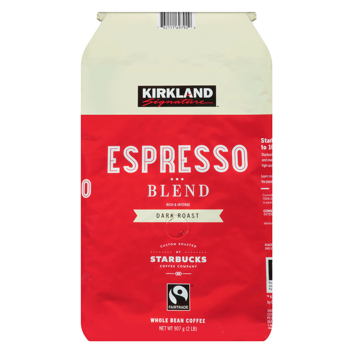 Kirkland Signature Starbucks Espresso Blend Arabica Whole Bean Coffee, 907g