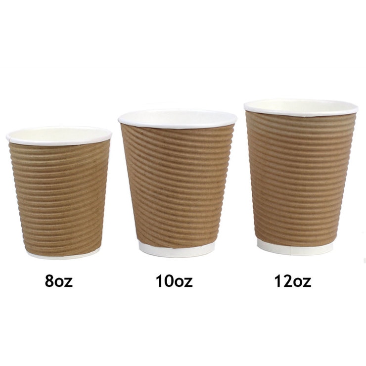 Cafe Express 8oz / 227ml Brown Corrugated Hot Cups, 1000 Pack Costco UK