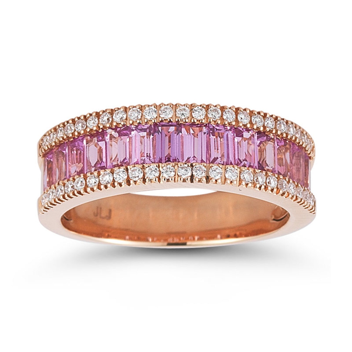 2.00ctw Pink Sapphire and 0.23ctw Diamond, 18ct Rose Gold Ring