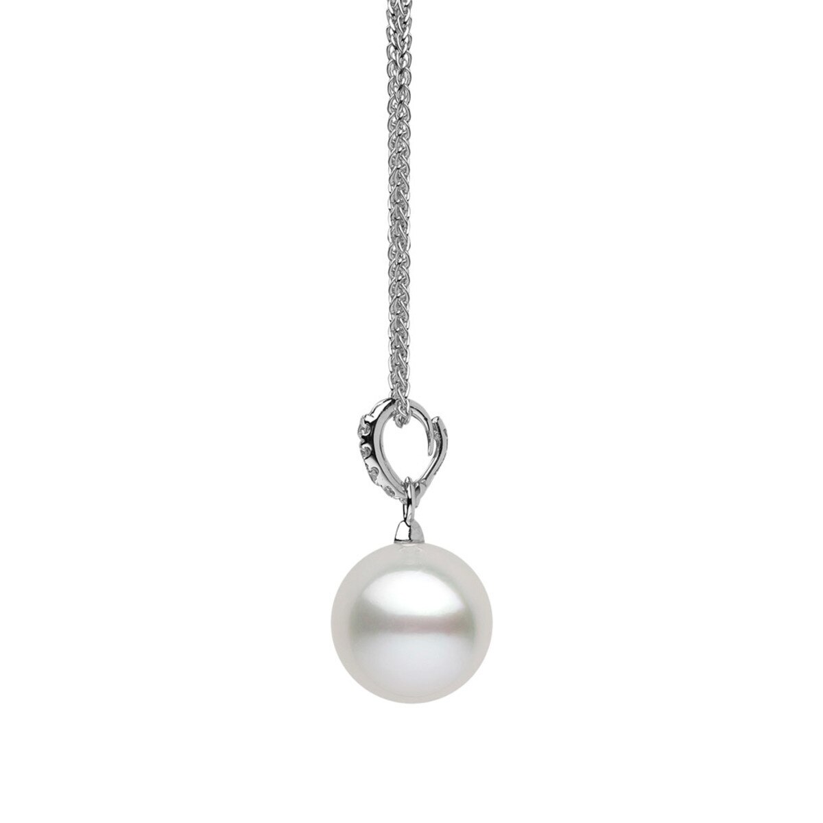 1111.5mm White South Sea Pearl and 0.08ctw Diamond Pendant, 18ct White