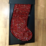Opulentum Luxury Red and Green Velvet 2 ft (60 cm) Christmas Stocking with 14,400 Swarovski Beads