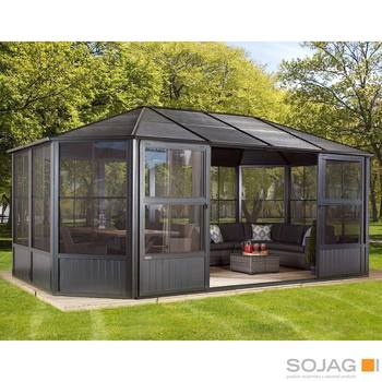 Sojag Charleston 12ft x 18ft (3.67 x 5.77m) Aluminium Frame Solarium With Galvanised Steel Roof + Double Door with PVC Windows + Insect Netting