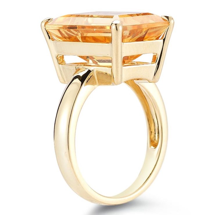 11.00ct Emerald Cut Citrine Ring, 18ct Yellow Gold Costco UK