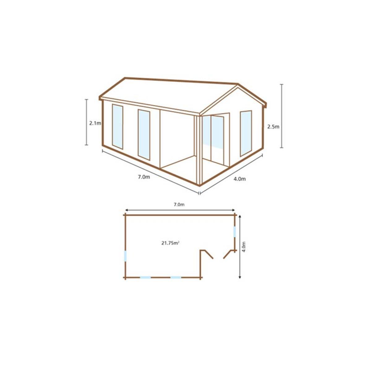 Installed Forest Garden Woodbury 58mm Log Cabin 22ft 9" x 13ft 1" (7 x 4m)