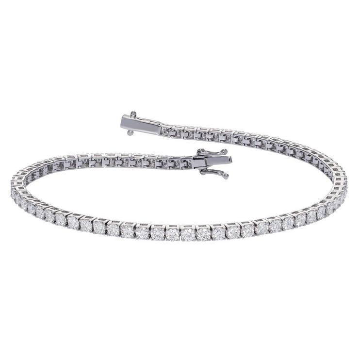 2.87ctw Round Brilliant Cut Diamond Tennis Bracelet, 18ct White Gold