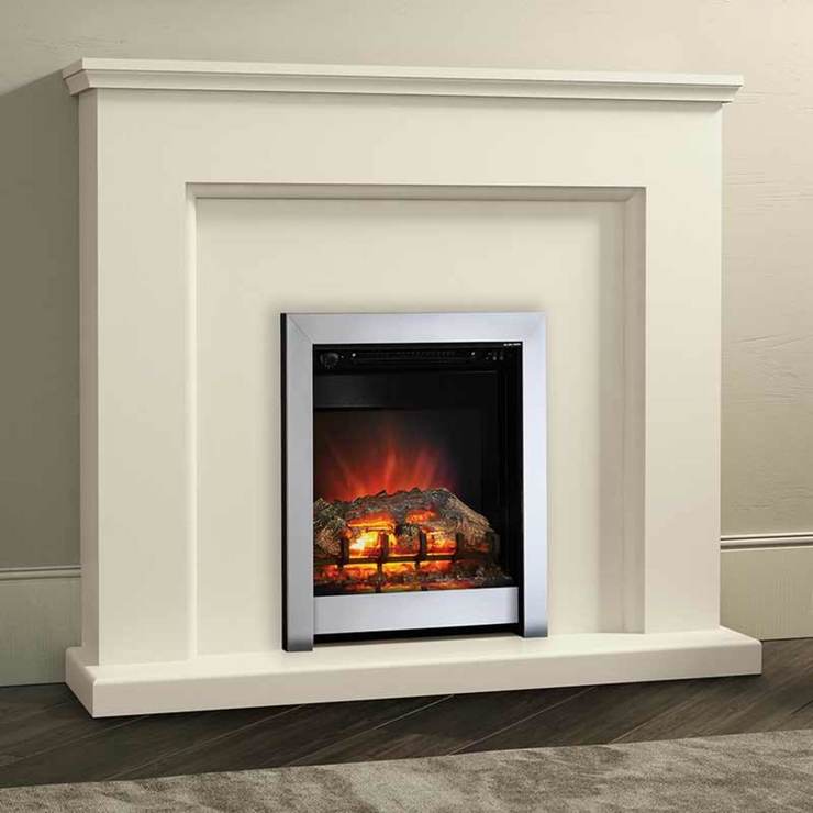 Be Modern Newtown Electric Fireplace Suite, Soft White Timber Surround
