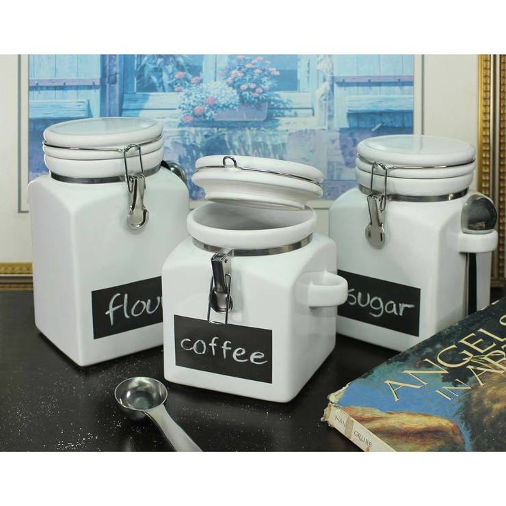 Stoneware Canisters with Chalkboard Fronts, 3 Pack Costco UK