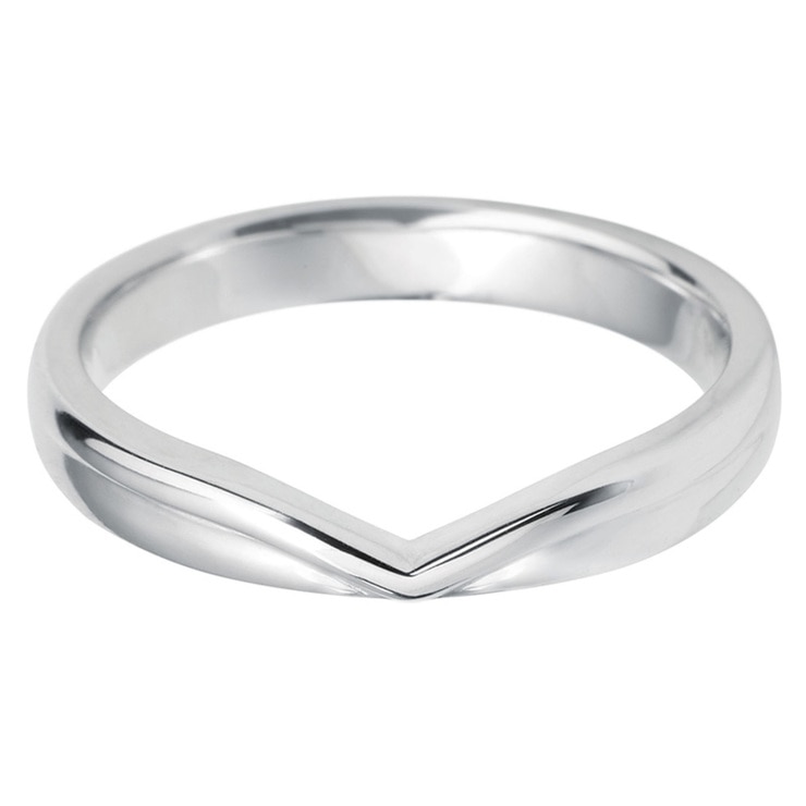Ladies V Shape Platinum Wedding Band In 3 Sizes Costco Uk