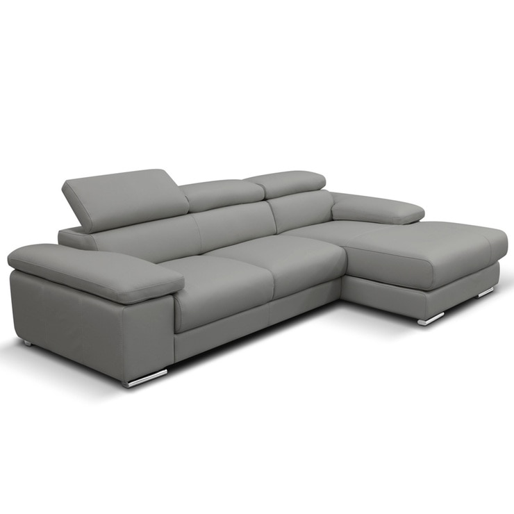 Nicoletti Lipari Grey Italian Leather Sofa Chaise Costco UK