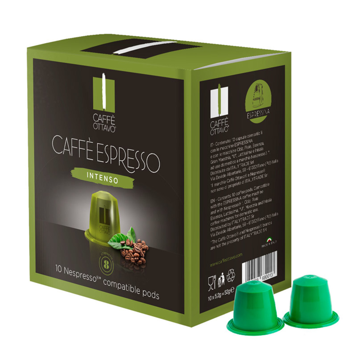 Caffe Ottavo Nespresso Compatible 120 Coffee Pods, Intenso