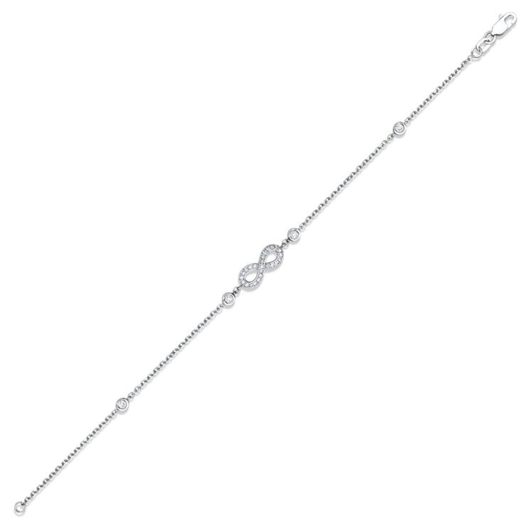 0.23ctw Round Brilliant Cut Diamond Infinity Bracelet, 18ct White Gold