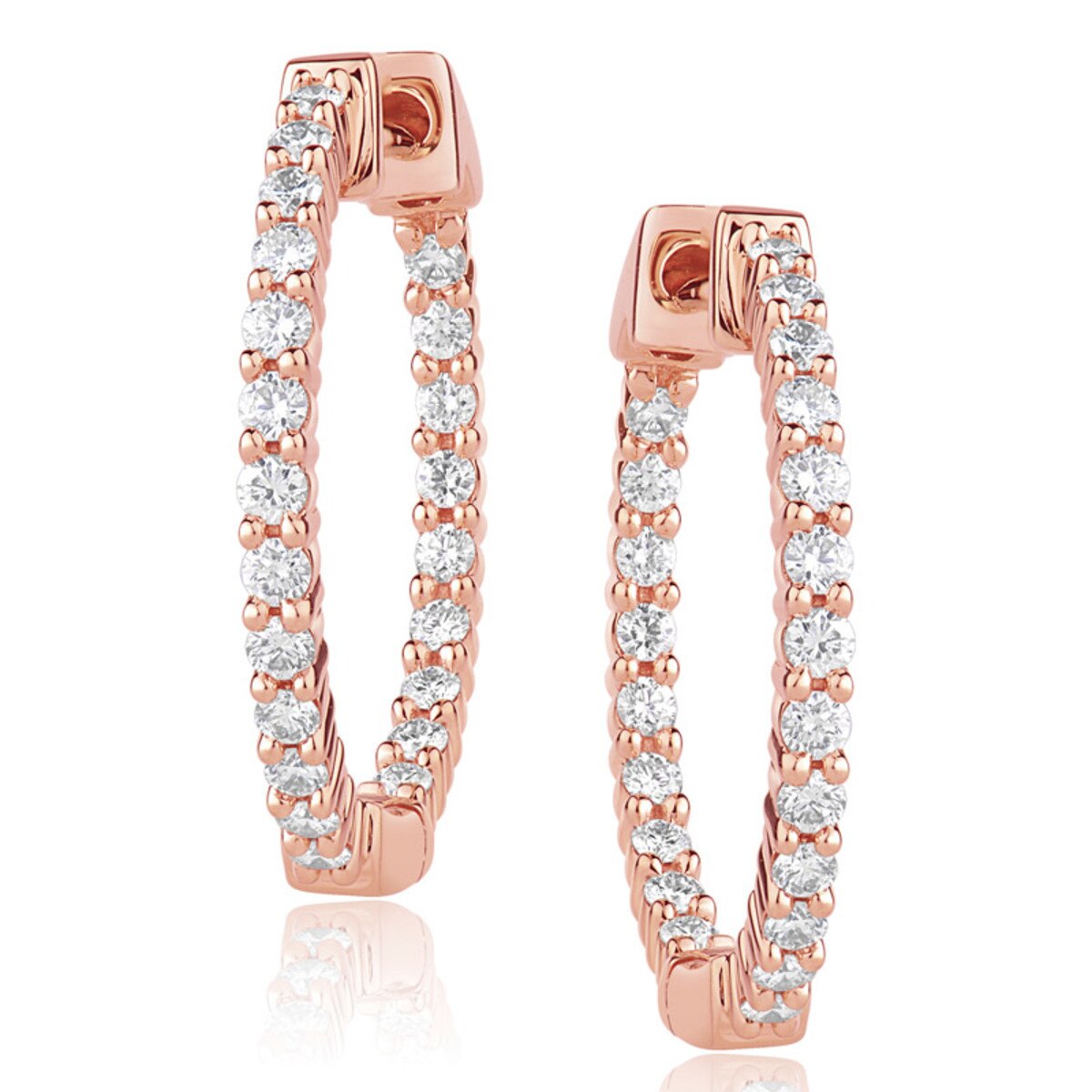 0.40ctw Round Brilliant Cut Diamond Hoop Earrings, 18ct Rose Gold Costco UK