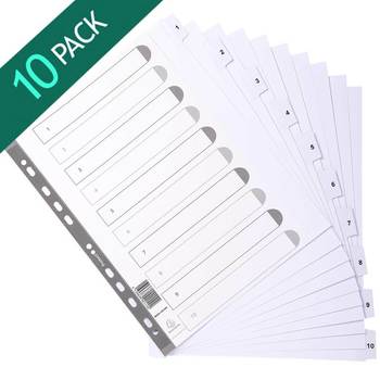 Exacompta A4 1-10 White 10 Tabs Dividers - 10 Packs of 10 Dividers