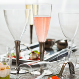 Sabert 100 Disposable Plastic Champagne Flutes with Silver Stem