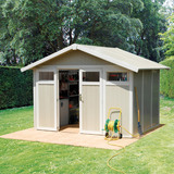 Grosfillex Utility 10ft 2" x 7ft 9" (3.1 x 2.4m) Shed in Green/White - Model Utility 7.5
